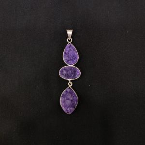 1 Piece Gemstone Pendant Silver Finish | Purple Centre Pendant 1 to 2.5 Inch | For Necklace Making