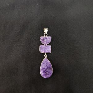 1 Piece Gemstone Pendant Silver Finish | Purple Centre Pendant 1 to 2.5 Inch | For Necklace Making