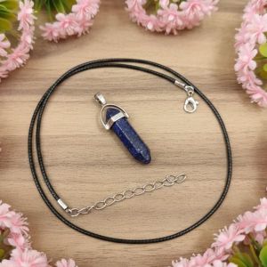 Navrabeads Lapiz Pencil Pendant Leather Cord Necklace for Women | Gemstone Minimal Statement Jewelry with Adjustable Lobster Clasp for Everyday Elegant Style