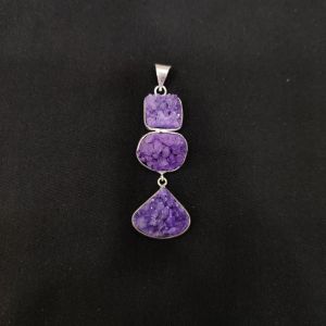 1 Piece Gemstone Pendant Silver Finish | Purple Centre Pendant 1 to 2.5 Inch | For Necklace Making