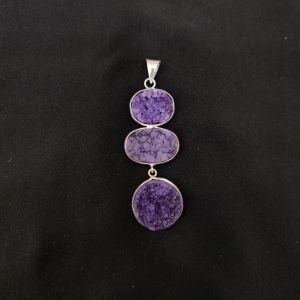 1 Piece Gemstone Pendant Silver Finish | Purple Centre Pendant 1 to 2.5 Inch | For Necklace Making