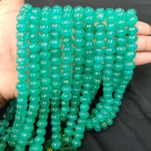 Quartz Pumpkin/Kharbuja Cut Beads – Sea Green| Commonly Called as Zed Stone Beads for Jewelry Making in India