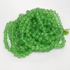 Glass Beads, Pumpkin Shape, 8mm, Light Green