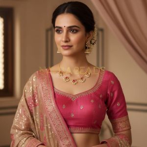 Invisible jadau Kundan necklace,Pink Drop with Loreals