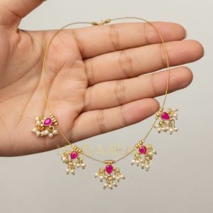 Invisible jadau Kundan necklace,Pink Drop with Loreals