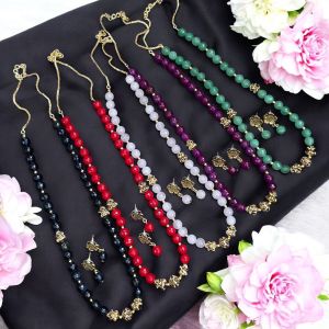 Agate Necklace with Antique gold spacers,Pack of 5