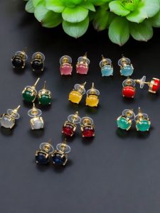 AD Round earrings, Assorted, Pack of 10 pairs