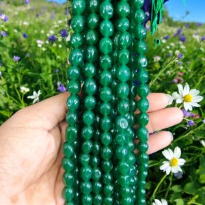 Natural Quartz Beads, (Oval), 8x10mm, Dark Green