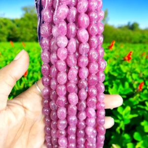 Natural Quartz Beads, (Oval), 8x10 mm, Purple