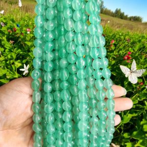 Natural Quartz Beads, (Oval), 8x10mm, Light Green