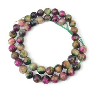 Natural Gemstone Beads, Tiger Eye (Dyed), 8mm Round, Multicolor
