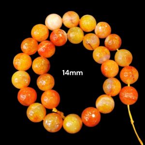High Quality Natural Agate Beads, Orange, 14mm