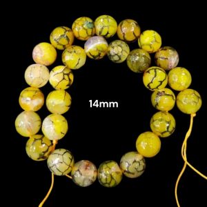 High Quality Natural Agate Beads, Yellow with Dragon eye, 14mm