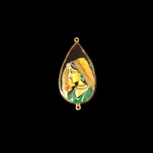 Onyx Pendant or connector Features a Radha Painting on Onyx Stones Detailed with Gold Foil Borders, 1.5inch(approx)