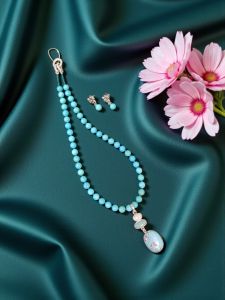 Navrabeads Gemstone Pendant Necklace For Women | Agate Bead Necklace With matching Pendant & Zircon Clasp | Elegant Statement Jewelry For Festive, Party & Daily Wear