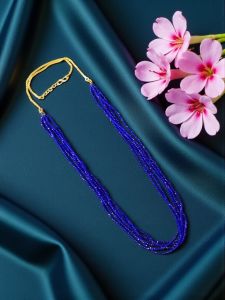 Hydro Beads Necklace, Royal Blue, (Hydro beads 14" + 10 " Micro Gold Chain), Can be inserted into any Large Hole pendant, DIY Set