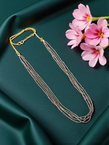 Hydro Beads Necklace, Grey, (Hydro beads 14" + 10 " Micro Gold Chain), Can be inserted into any Large Hole pendant, DIY Set