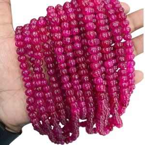 6X8mm Quartz Pumpkin/Kharbuja Cut Beads – Ruby Pink| Commonly Called as Zed Stone Beads for Jewelry Making in India