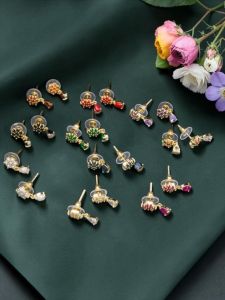 AD Flower earrings,Assorted, Pack of 10 pairs