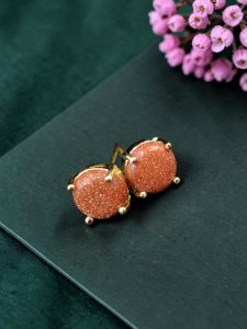 Sandstone Stud Earrings for Women | Gold Finish Designer Party Wear Fashion Jewellery