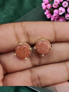Sandstone Stud Earrings for Women | Gold Finish Designer Party Wear Fashion Jewellery