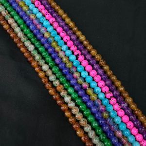 8mm Printed Glass Beads, Pack Of 9 Colors, (30" String Approx 100 Beads)