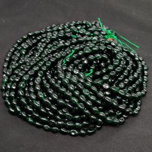 Natural Quartz Beads, (Oval), 7x9mm, Dark Green
