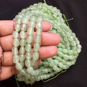 Natural Quartz Beads, (Oval), 7x9mm, Light Green Color