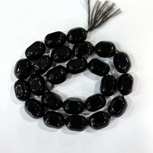 Natural Stones, Quartz Tumbles, 14x10mm, Black