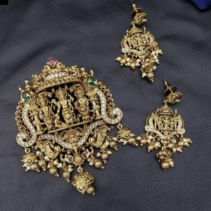 High Quality Antique Gold Ram Parivar Pendant set