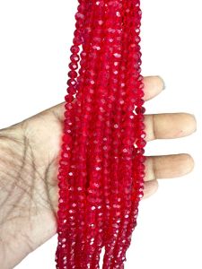 Glass Crystals, Rondelle, 6mm, Red