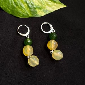 Yellow And Green Agate Earrings
