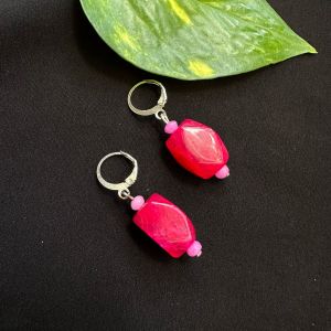 Onyx Tumbles Earrings, Candy Pink