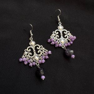 Dangles With Semi Precious Beads, Lavender