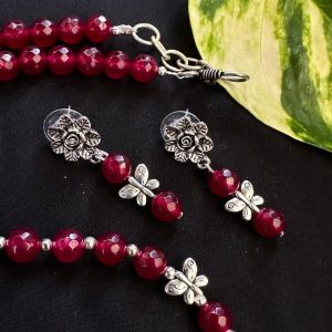 Agate Earrings With Butterfly Charms