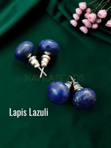 Navrabeads Lapis Lazuli Gemstone Stud Earrings for Women & Girls
