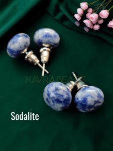 Navrabeads Sodalite Gemstone Stud Earrings for Women & Girls