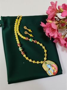 Radha krishna Pendant with Agate Bead Designer Beads