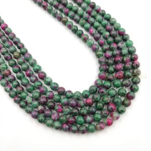 Navrabeads Ruby Zoisite Stone Beads 8mm – 15 Inch String | Approx. 40 Beads for Jewellery Making