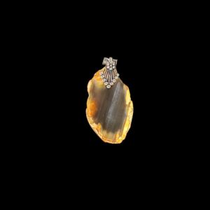 2.5" to 3" Natural Agate Slice Pendant, Silver Finish, sold by 1 Pc