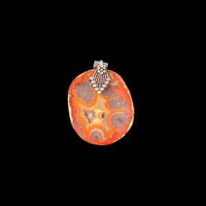 2.5" to 3" Natural Agate Slice Pendant, Silver Finish, sold by 1 Pc