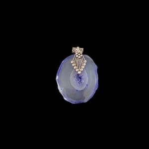 2.5" to 3" Natural Agate Slice Pendant, Silver Finish, sold by 1 Pc
