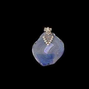 2.5" to 3" Natural Agate Slice Pendant, Silver Finish, sold by 1 Pc