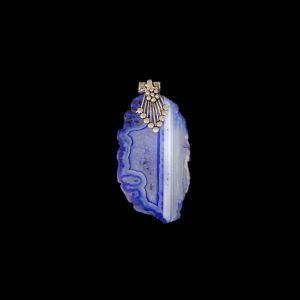 2.5" to 3" Natural Agate Slice Pendant, Silver Finish, sold by 1 Pc