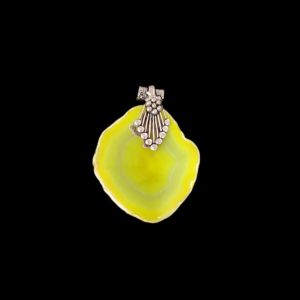 2.5" to 3" Natural Agate Slice Pendant, Silver Finish, sold by 1 Pc