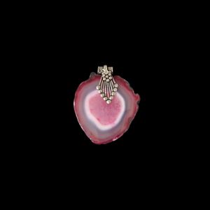 2.5" to 3" Natural Agate Slice Pendant, Silver Finish, sold by 1 Pc