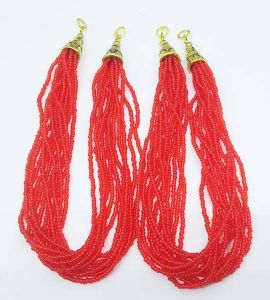 Seed Beads, 13/0, RED 8 inch chain, 1 pair