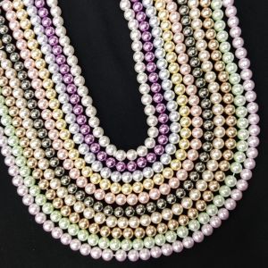 Assorted 8mm Swarovski Replica Pearls (Good Shine) – Elegant Round Pearl Beads | Pack of 10 Strings for Jewellery Making