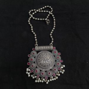 Silver Replica Pendant Set, Ruby Pink