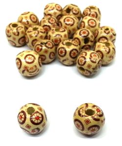 Silk Thread Wooden Beads, Round - 12mm